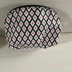 Dabney Lee Cosmetic Travel Make-Up Blue White Bag 9” x 8”